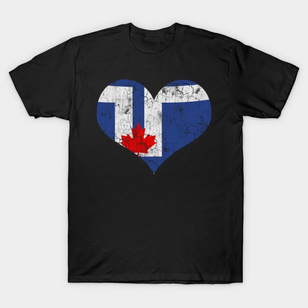 Toronto Flag Heart Canada Canadian Vintage Fade T-Shirt by E